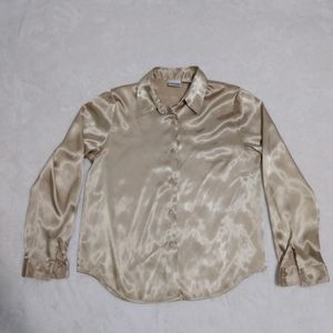 Liz Baker Gold Poly Silk Blouse size 10 (M)